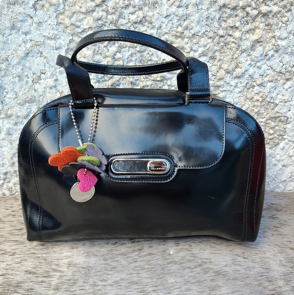 Mazzini patent leather top handle satchel bag, from Italy - Picture 1 of 12